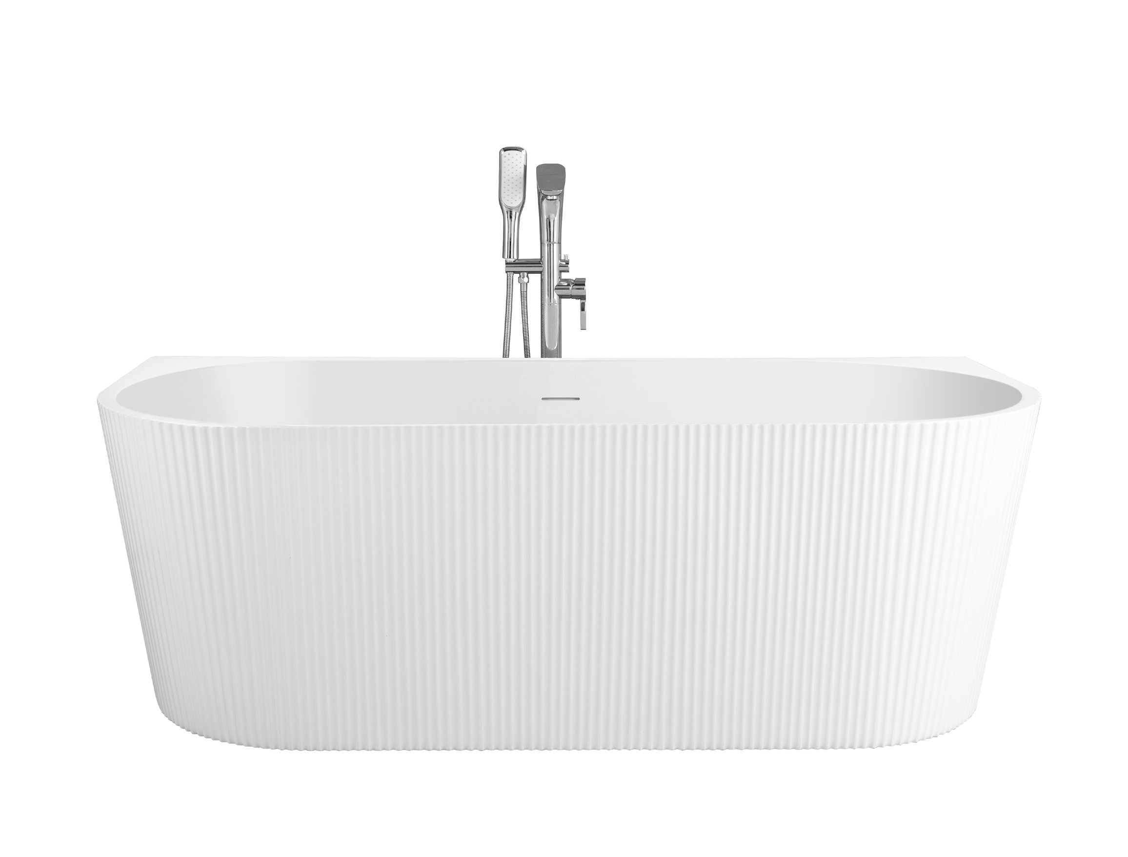 Evoque Fluted Back to Wall Bathtub 1500mm — Gloss White